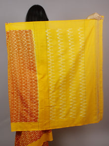 Yellow Golden Red Ikat Handwoven Pochampally Mercerized Cotton Saree - S031701260