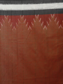 Reddish Brown Black White Ikat Handwoven Pochampally Mercerized Cotton Saree - S031701262