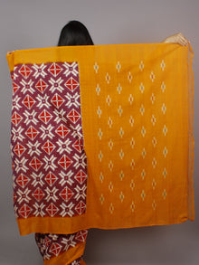 Purple Red Orange White Telia Rumal Double Ikat Handwoven Pochampally Mercerized Cotton Saree - S031701266
