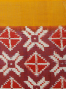 Purple Red Orange White Telia Rumal Double Ikat Handwoven Pochampally Mercerized Cotton Saree - S031701266