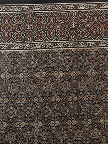 Indigo Maroon Beige Brown Mughal Nakashi Ajrakh Hand Block Printed in Natural Vegetable Colors Cotton Mul Saree - S031701276
