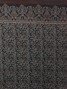 Indigo Maroon Beige Black Mughal Nakashi Ajrakh Hand Block Printed in Natural Vegetable Colors Cotton Mul Saree - S031701278