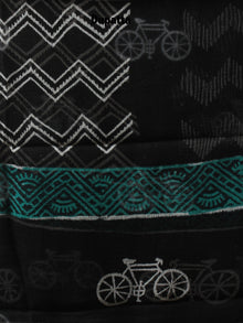 Black White Hand Block Printed Cotton Suit-Salwar Fabric With Chiffon Dupatta - S1628129