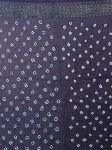 Dark Indigo Teal Blue Ivory Hand Tie & Dye Bandhej Art Silk Saree - S031701296