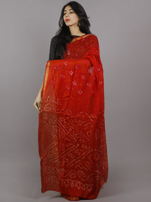 Red Pink Ivory Hand Tie & Dye Bandhej Art Silk Saree - S031701297