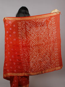Red Pink Ivory Hand Tie & Dye Bandhej Art Silk Saree - S031701299