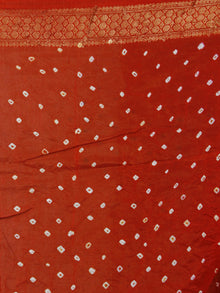 Red Pink Ivory Hand Tie & Dye Bandhej Art Silk Saree - S031701299