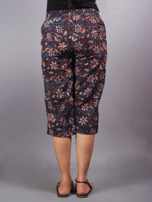 Indigo Hand Block Printed Elasticated Waist Capri - C0267012