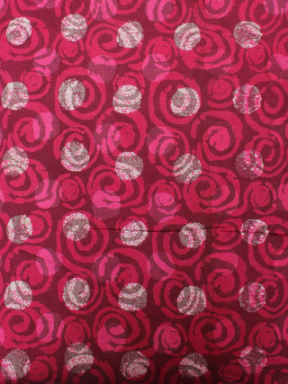 Pink Maroon Beige Hand Block Printed Cotton Cambric Fabric Per Meter - F0916419