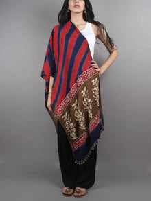 Multi Color Bagru Hand Printed Handloom Cotton Stole- S6317013