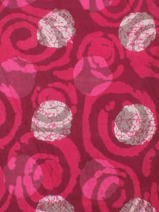Pink Maroon Beige Hand Block Printed Cotton Cambric Fabric Per Meter - F0916419
