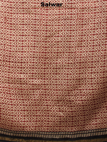 Red Beige Black Hand Block Printed Chanderi Kurta-Salwar Fabric With Chanderi Dupatta - S1628027