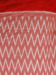 Red White Ikat Handwoven Pochampally Mercerized Cotton Saree - S031701304