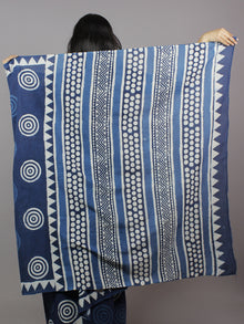 Indigo White Hand Block Printed in Natural Colors Cotton Mul Saree - S031701306