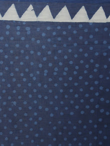 Indigo White Hand Block Printed in Natural Colors Cotton Mul Saree - S031701306