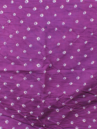 Purple White Hand Tie & Dye Bandhej Cotton Mul Saree - S031701307