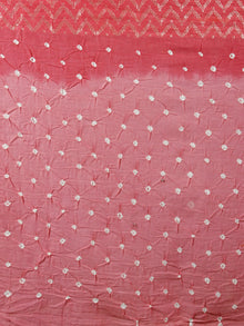 Pastel Pink Ivory Hand Tie & Dye Bandhej Glace Cotton Saree With Resham Border - S031701312