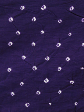 Deep Purple White Hand Tie & Dye Bandhej Cotton Mul Saree - S031701314