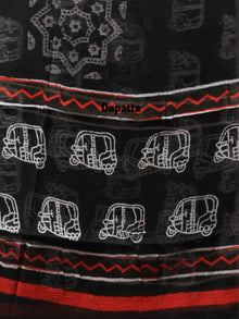 Black White Hand Block Printed Cotton Suit-Salwar Fabric With Chiffon Dupatta - S1628132
