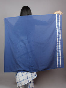 Indigo White Natural Color Dyed Hand Clamped Cotton Shibori Saree - S031701321