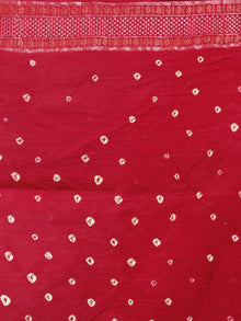 Maroon Ivory Hand Tie & Dye Bandhej Glace Cotton Saree With Resham Border - S031701322