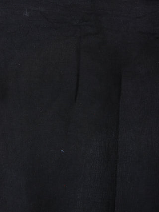 Cobalt Blue Black White Hand Dyed Cotton Mul Saree  - S03170461