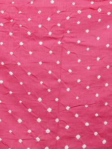 Pastel Pink White Hand Tie & Dye Bandhej Cotton Mul Saree With Resham Border - S031701330