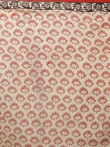 Brick Red Beige Hand Block Printed in Natural Colors Cotton Mul Saree - S031701336