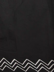 Black White Grey Hand Block Printed Cotton Mul Saree - S031701350