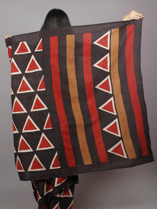 Black Maroon Brown Beige Hand Block Printed Cotton Mul Saree - S031701351