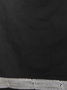 Black White Hand Block Printed Cotton Mul Saree - S031701353