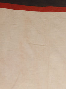 Maroon Black Beige Hand Block Painted & Printed Cotton Mul Saree - S031701356