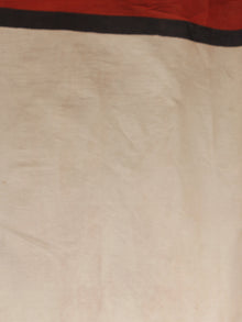 Black Maroon Beige Hand Block Painted & Printed Cotton Mul Saree - S031701357