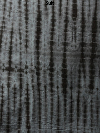 Black Grey Hand Block Printed Cotton Suit-Salwar Fabric With Chiffon Dupatta - S1628136