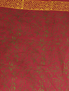Maroon Yellow Black Hand Block Printed Cotton Saree - S031701365