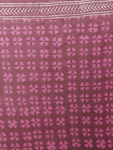 Carmine Pink White Hand Block Printed Cotton Saree - S031701367