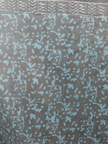 Grey Azure White Hand Block Printed Cotton Saree - S031701368