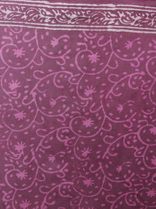 Rosewood Pink Ivory Hand Block Printed Cotton Saree - S031701369