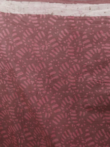 Rosewood Pink Ivory Hand Block Printed Cotton Saree - S031701379