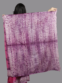 Pink Purple Ivory Hand Shibori Dyed Cotton Saree - S031701381