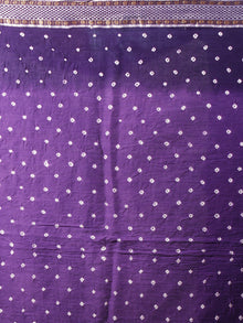 Purple White Hand Tie & Dye Bandhej Glace Cotton Saree With Resham Border - S031701387