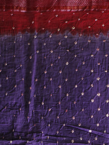 Purple Deep Pink White Hand Tie & Dye Bandhej Glace Cotton Saree With Resham Border - S031701394