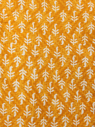 Yellow Hand Block Printed Elasticated Waist Capri - C0267013