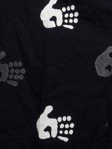 Black Hand Block Printed Elasticated Waist Trousers- T0317013