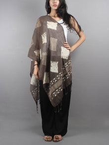 Brown Bagru Hand Printed Handloom Cotton Stole- S6317014