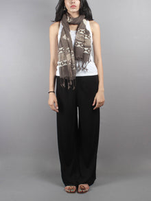 Brown Bagru Hand Printed Handloom Cotton Stole- S6317014
