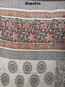 Maroon White Brown Hand Block Printed Cotton Suit-Salwar Fabric With Chiffon Dupatta - S1628054
