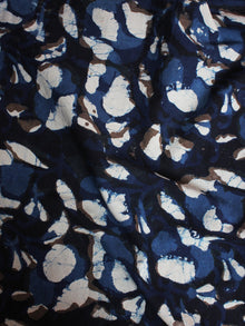 Indigo Beige Black Hand Block Printed Cotton Cambric Fabric Per Meter - F0916399