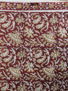 Maroon White Brown Hand Block Printed Cotton Suit-Salwar Fabric With Chiffon Dupatta - S1628054