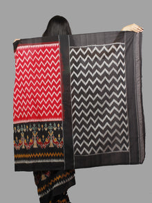 Red Black Grey Ikat Handwoven Pochampally Mercerized Cotton Saree - S031701406